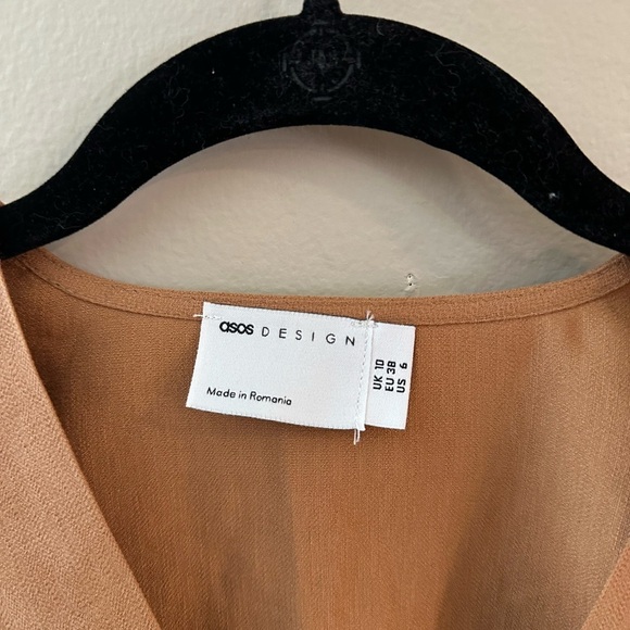 ASOS Brown Long Sleeve Crop Blouse with Tie Front - Picture 3 of 6